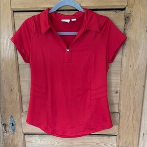 Zenergy GOLF by Chicos Vibrant Red Short Sleeve Women's Top with rhinestones sz4